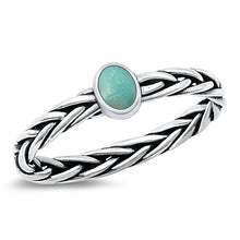 Load image into Gallery viewer, Sterling Silver Oxidized Genuine Turquoise Ring-5.5mm