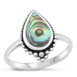 Sterling Silver Oxidized Abalone Shell Ring-18.2mm