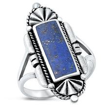 Load image into Gallery viewer, Sterling Silver Oxidized Blue Lapis Ring-32.8mm