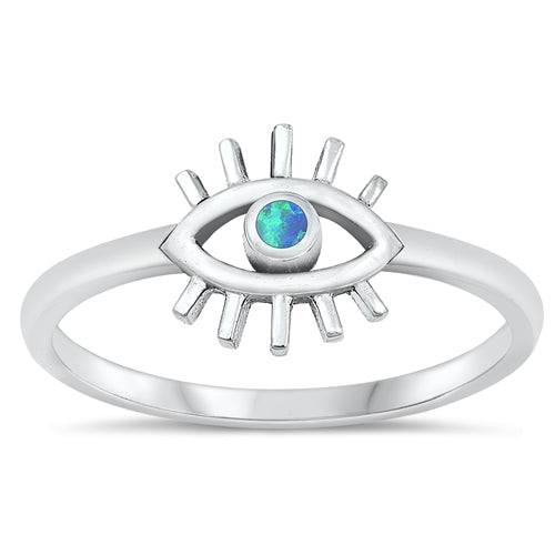 Sterling Silver Oxidized Blue Lab Opal Eye Ring