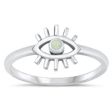 Load image into Gallery viewer, Sterling Silver Oxidized White Lab Opal Eye Ring