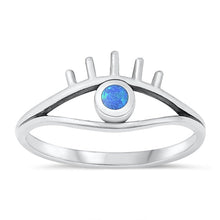 Load image into Gallery viewer, Sterling Silver Oxidized Eye Blue Lab Opal Ring