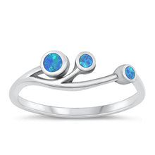 Load image into Gallery viewer, Sterling Silver Oxidized Fingers Blue Lab Opal Ring