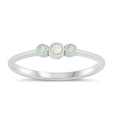 Load image into Gallery viewer, Sterling Silver Polished White Lab Opal Circles Ring