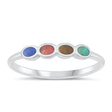 Sterling Silver Polished Multi Stones Ring