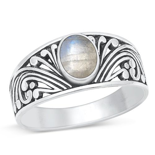 Sterling Silver Moonstone Oxidized Ring