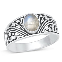 Load image into Gallery viewer, Sterling Silver Moonstone Oxidized Ring