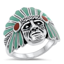 Load image into Gallery viewer, Sterling Silver Oxidized Native American Mens Ring Face Height-22.5mm