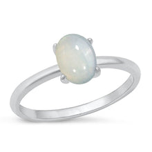 Load image into Gallery viewer, Sterling Silver Rhodium Plated Genuine White Opal Ring