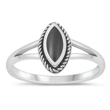 Load image into Gallery viewer, Sterling Silver Oxidized Black Agate Ring-11.7mm
