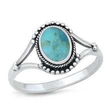 Load image into Gallery viewer, Sterling Silver Oxidized GEnuine Turquoise Ring-11.4mm