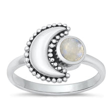 Load image into Gallery viewer, Sterling Silver Oxidized Moonstone Ring-14.2mm