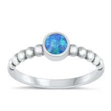 Load image into Gallery viewer, Sterling Silver Oxidized Blue Lab Opal Ring-2mm