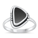 Sterling Silver Oxidized Black Agate Ring-15.8mm