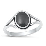 Sterling Silver Oxidized Black Agate Ring-11.2mm