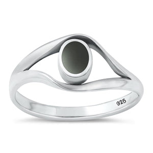 Sterling Silver Oxidized Black Agate Ring-10mm