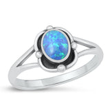 Sterling Silver Oxidized Blue Lab Opal Ring-11mm