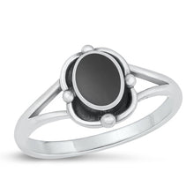 Load image into Gallery viewer, Sterling Silver Oxidized Black Agate Ring-11mm