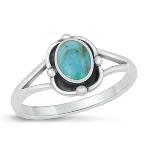 Sterling Silver Oxidized Genuine Turquoise Ring-11mm