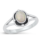 Sterling Silver Oxidized White Lab Opal Ring-11mm