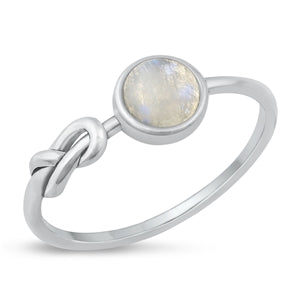 Sterling Silver Oxidized Moonstone Ring-7.2mm