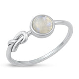 Sterling Silver Oxidized Moonstone Ring-7.2mm