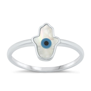 Sterling Silver Polished Evil Eye Ring