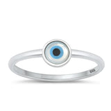 Sterling Silver Oxidized Evil Eye Stone Ring