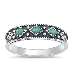 Sterling Silver Oxidized Genuine Turquoise Ring-5.6mm