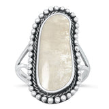Sterling Silver Oxidized Moonstone Ring Face Height-30.2mm