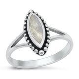 Sterling Silver Oxidized Moonstone Ring-15.8mm