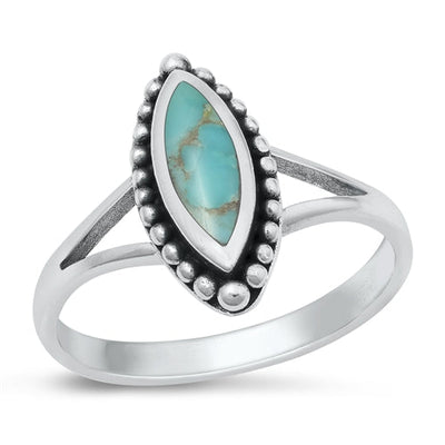 Sterling Silver Oxidized Genuine Turquoise Ring-15.8mm