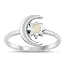 Load image into Gallery viewer, Sterling Silver Oxidized Moon And Star Moonstone Ring Face Height-12mm