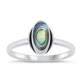 Sterling Silver Oxidized Oval Abalone Shell Stone Ring Face Height-10.5mm