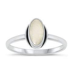 Sterling Silver Oxidized Oval Moonstone Ring Face Height-10.5mm