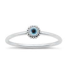 Load image into Gallery viewer, Sterling Silver Oxidized Mother of Pearl Evil Eye Ring