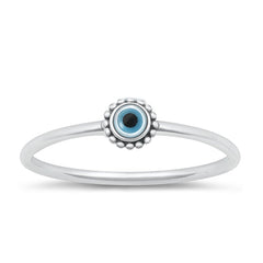 Sterling Silver Oxidized Mother of Pearl Evil Eye Ring