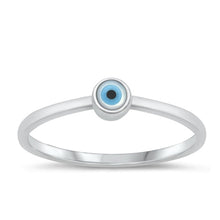 Load image into Gallery viewer, Sterling Silver Rhodium Plated Evil Eye Mother Of Pearl Ring Face Height-3.8mm