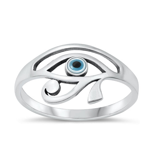 Sterling Silver Oxidized Mother of Pearl Eye of Horus Ring