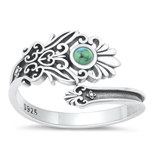 Sterling Silver Oxidized Genuine Turquoise Ring-13.5mm