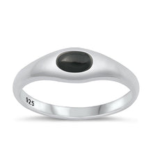 Load image into Gallery viewer, Sterling Silver Polished Oval Black Agate Ring Face Height-6mm