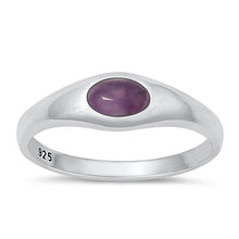 Load image into Gallery viewer, Sterling Silver Polished Genuine Amethyst Stone Ring Face Height-6.1mm