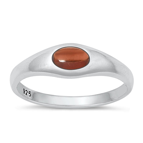 Sterling Silver Polished Genuine Garnet Stone Ring Face Height-6.1mm