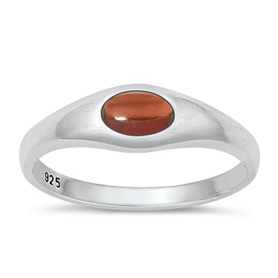 Sterling Silver Polished Genuine Garnet Stone Ring Face Height-6.1mm