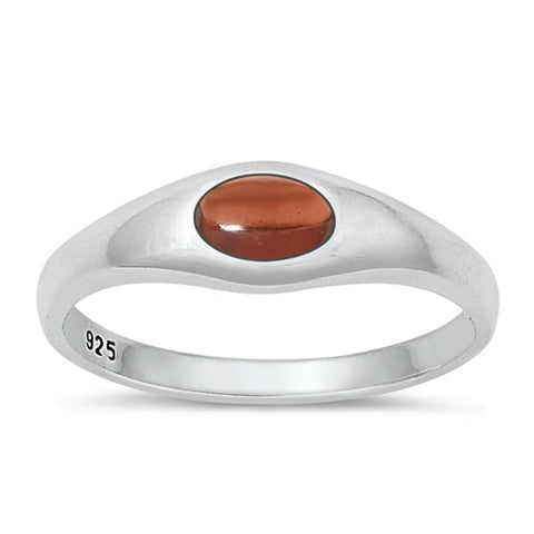 Sterling Silver Polished Genuine Garnet Stone Ring Face Height-6.1mm