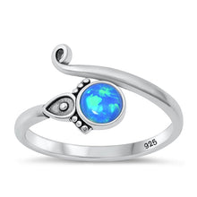 Load image into Gallery viewer, Sterling Silver Oxidized Blue Lab Opal Ring Face Height-11.5mm