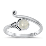 Sterling Silver Oxidized Moon Stone Ring Face Height-11.5mm