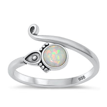 Load image into Gallery viewer, Sterling Silver Oxidized White Lab Opal Ring Face Height-11.5mm