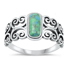 Sterling Silver Oxidized Celtic Genuine Turquoise Stone Ring Face Height-11.7mm