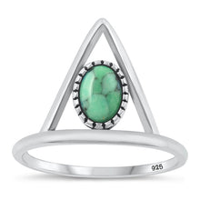 Load image into Gallery viewer, Sterling Silver Oxidized Triangle Genuine Turquoise Stone Ring Face Height-15.5mm
